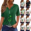 Жен. Футболка Футболка С принтом Пуговицы С короткими рукавами Повседневные Выходные Мода Классический V-образный вырез Обычный Верх