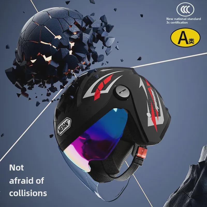 Зимний мотоциклетный шлем с аккумулятором и электрическими линзами, сертифицированный 3C, для мужчин и женщин - защита от холода и тепло