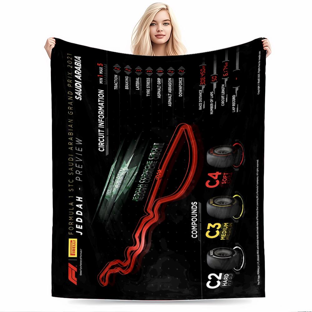 Jeddah Circuit Map DesignFlannel blanket for bedroom, living room, sofa, and nap