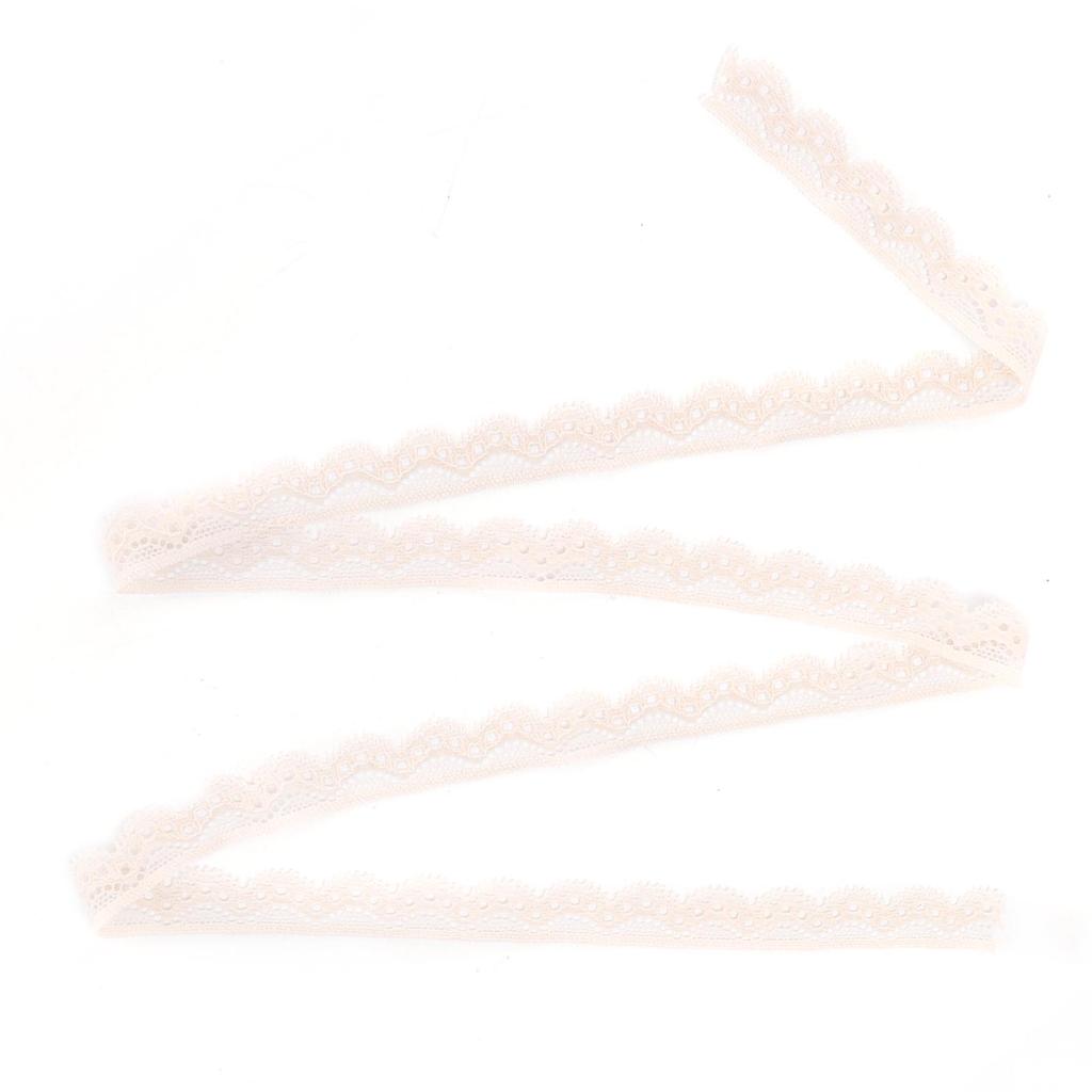 10 Yard Lace Ribbon 1.5cmWidth Beige Single Side Wavy Nylon for Jewelry Design Flower Arrangement