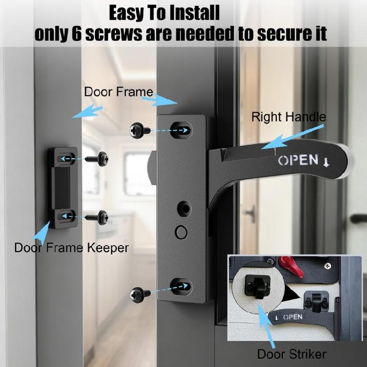 Travel Trailer Entry Handle Replacement Set for Screen Door Use with Right Side Hardware and 6 Mounting Screws Included Pack Support