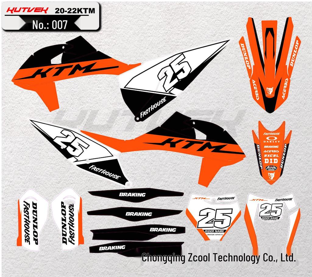 Совместимые наклейки для 19-22 KTM SX250F EXC, Kaixi Hengjian, Bosuer X6, Внедорожные мотоциклы Mingfu