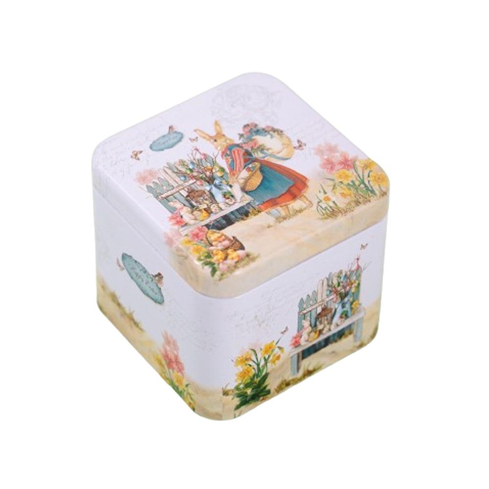 Metal Rabbits Candy Box with Lids Small Tin Can Multi-Purpose Easter Tinplate Box Home Party Decor