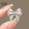 Coat Lapel Pin Rhinestone Bow Brooch, Cat Eye Stone Bowknot Pin, Sweater Brooch Cardigan Suits Clothing Accessories, Jewelry Gift for Women