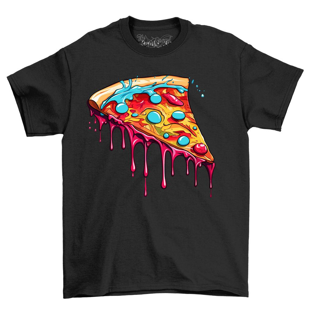 Pizza Slice Paint Drip Design T-Shirt Mens Womens Tees Top - Wearable Art for Pizza Lovers! Unisex Fu