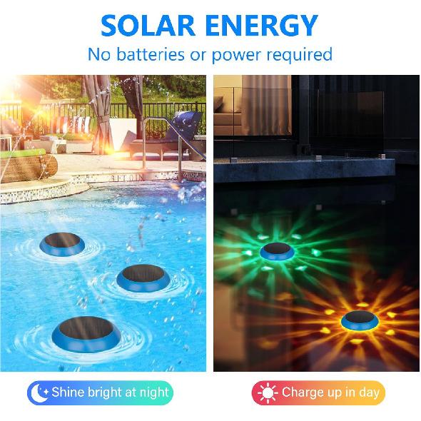 Solar Floating Pool Lights,LED Pool Lights RGB Color Changing Solar Pool Lights That Float,Outdoor Waterproof Swimming Pool Accessories for