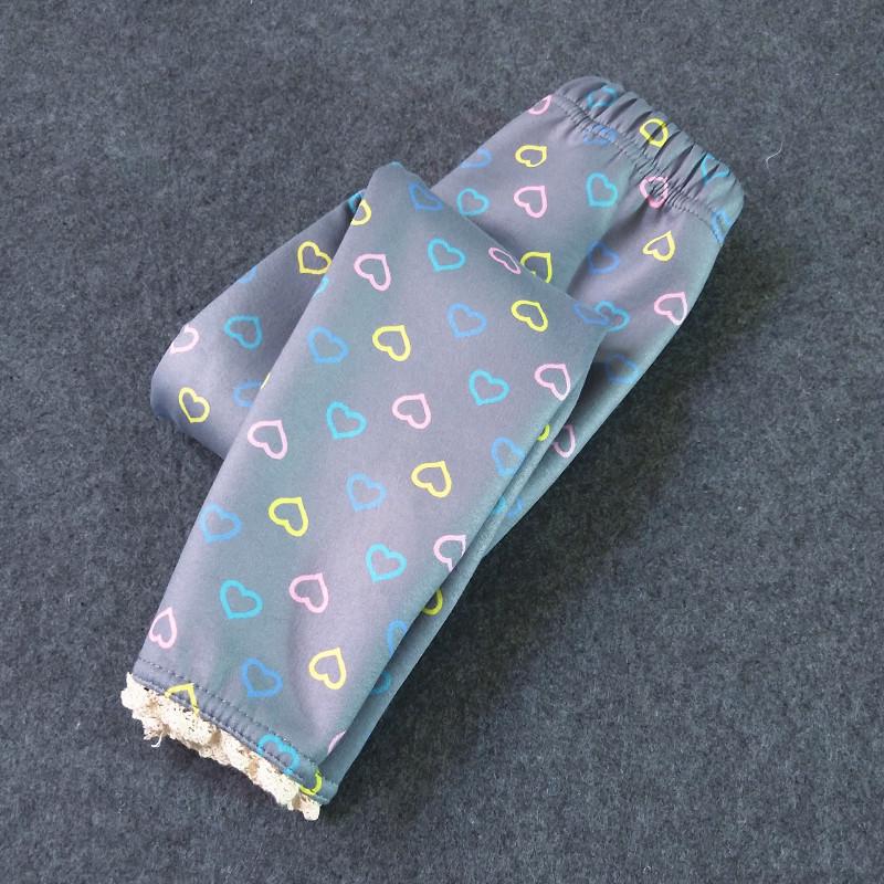 Леггинсы для девочек, красочные леггинсы с героями мультфильмов, бархатные брюки для девочек, кружевные теплые брюки для подростков