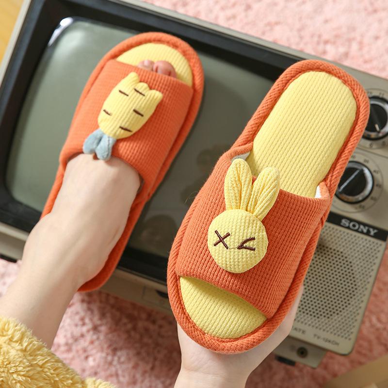 Cartoon Carrot Rabbit Slippers Indoor Non Slip Floor Couple Shoes Men and Women