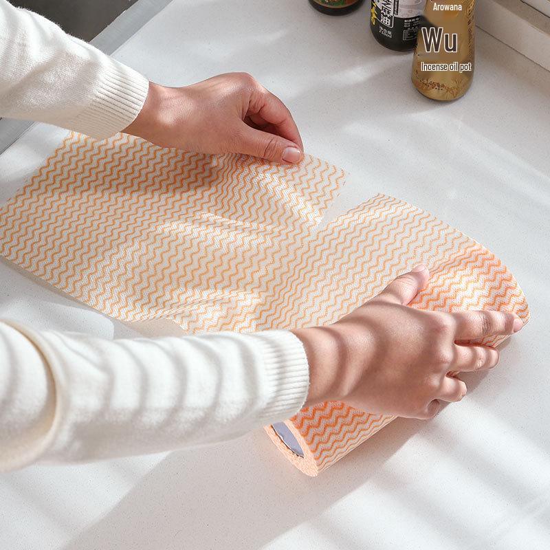 Disposable Wave Stripe Dish Cloth - Water-Absorbent Wet & Dry Non-Woven Kitchen Rag