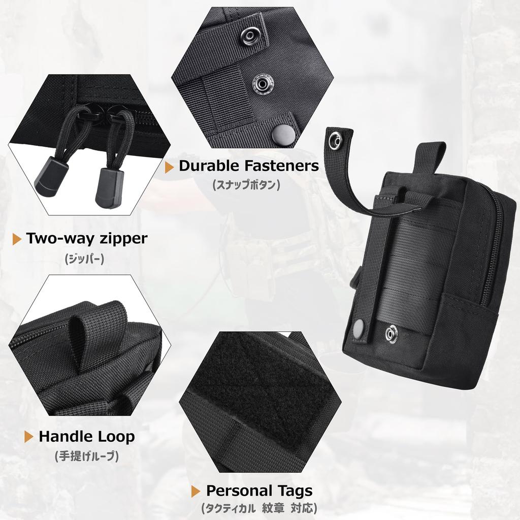 Подсумок Azarxis Molle EDC для повседневного использования (EDC) и рюкзаков, MOLLE, для активного отдыха, 2 размера, набор предметов: кошелек, смартфон, аксессуар, тактический.