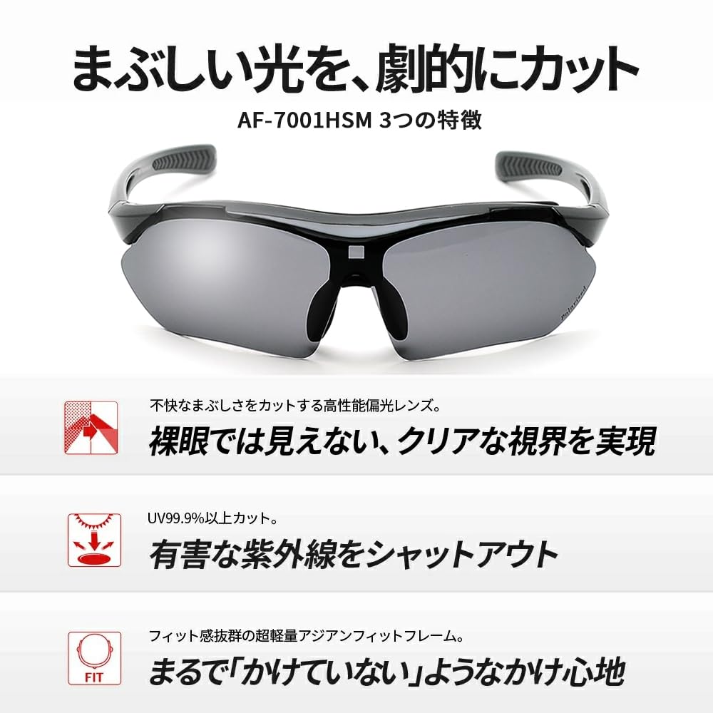 Спортивные поляризованные УФ поляризованные дымчатые солнцезащитные очки [Afit], мужские солнцезащитные очки, защита, линзы, черный/красный AF-7001HSM-C3