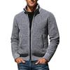 Men S Long Sleeve Stand Collar Zip Up Knit Cardigan Fleece Warm Coat