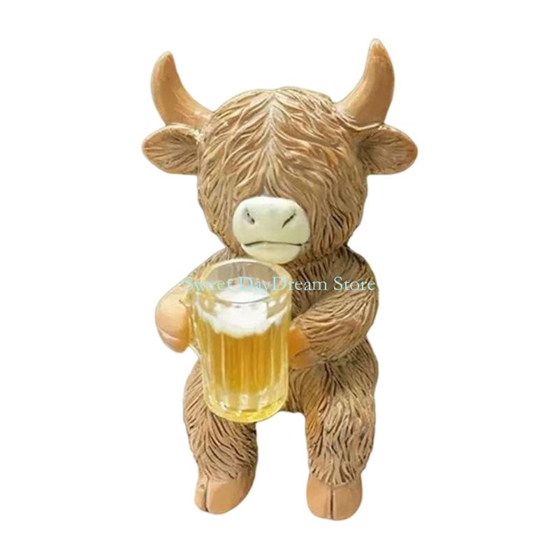 Y88C Мультяшная Высокогорная Корова Миниатюрный Кашпо-Обнимашка Подвесная Фигурка для Сада, Балконов и Патио Полимерное Украшение
