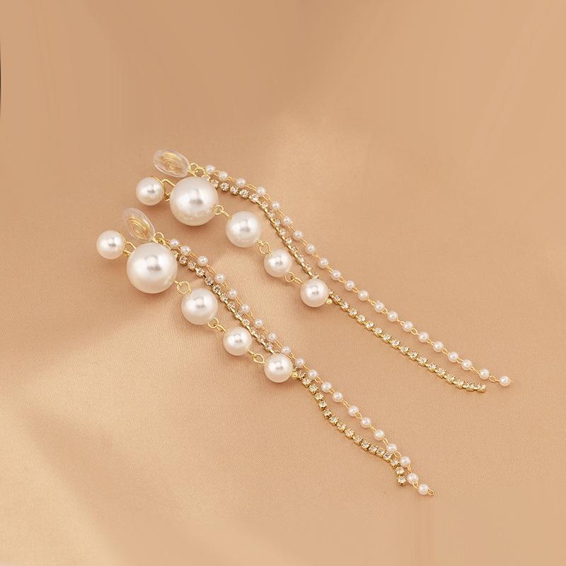 Korean Pearl Diamond Tassel Earrings: Elegant Celebrity Style for Women