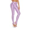 Women's Shiny Glossy Leggings High Waist Skinny Tight Gym Yoga Stirrup Pants