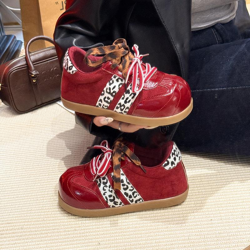 Maillard леопардовый принт немецкие тренировочные туфли женские осень 2025 новые туфли с большой головой внутренняя высота увеличение повседневные кеды