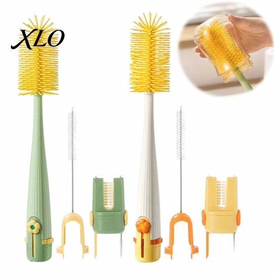 Multifunctional Cleaning Set 5 in 1 Silicone Cup Brush with Long Handle, Deep Baby Bottle Cleaner Brush, Non-slip Reusable for Bottles Water