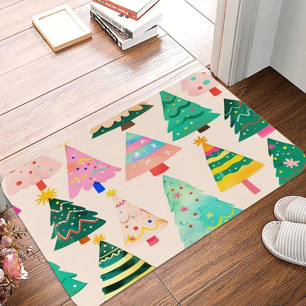 Christmas Truck Welcome Mat Non Slip Floor Rug Washable Bathroom Bedroom Kitchen Entrance Doormat Polyester Home Decor Carpet