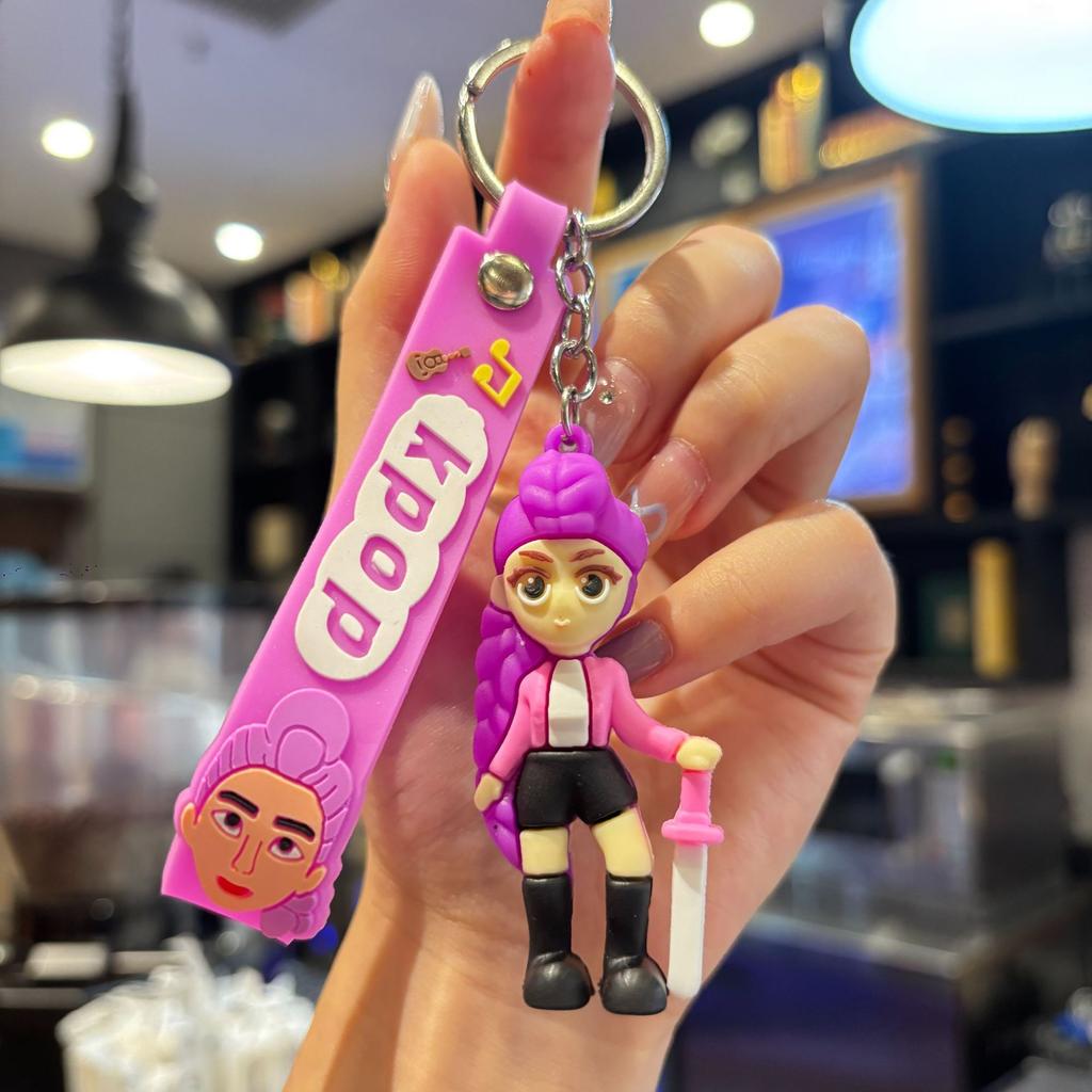 Kpop Demon Hunter Cartoon Keychain Bag Hanging Pendant Backpack Earphone Case Decoration Accessories Car Keyring Birthday Gifts