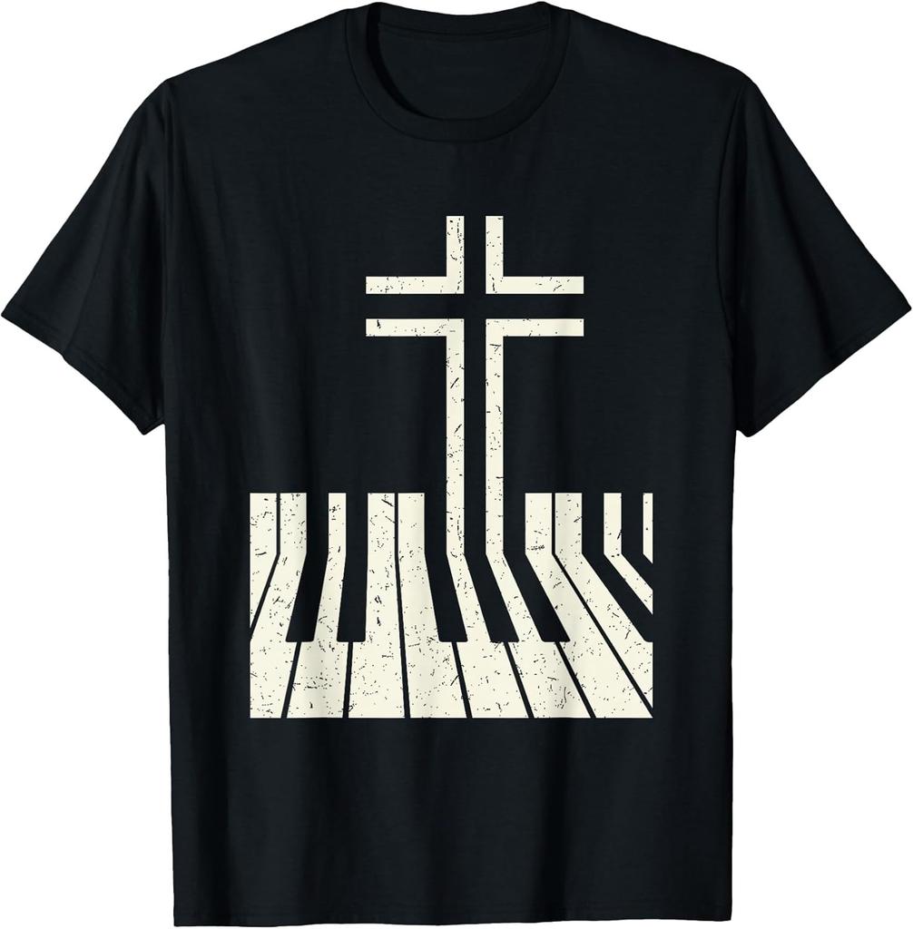 Christian Piano Player Piano Teacher Keyboard Cotton Tee - MADE IN USA