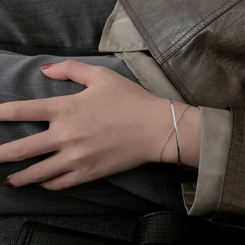 925 Sterling Silver Double Love Heart Hollow Round Beads Bracelet Female Fashion Romantic Jewelry Classic