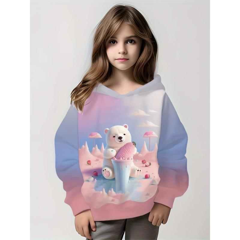 Милый медведь в конфетных толстовках, повседневные удобные свободные топы с длинным рукавом, толстовки, детские мультяшные пальто, осенне-зимняя одежда