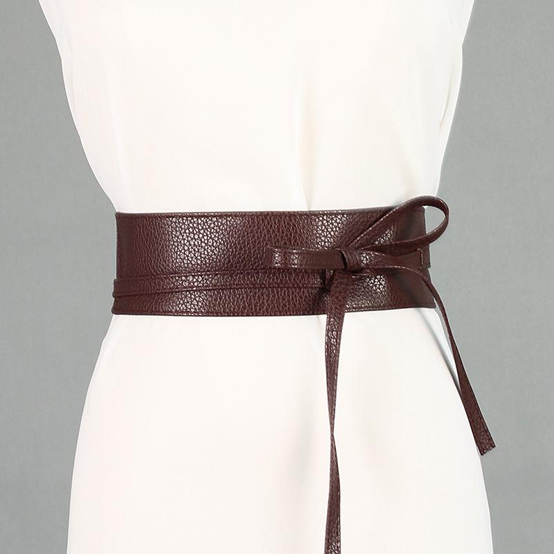 Ying Fina Women's High-Quality Korean PU Leather Paint Knotted Waist Belt