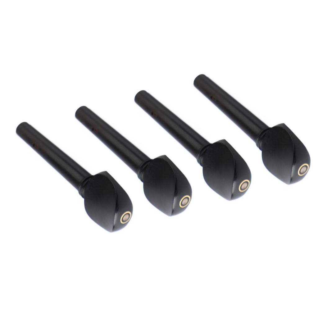 4PCS Viola Tuning Pegs Ebony Punching String Shaft Peg Replacement Violin Accessories Black
