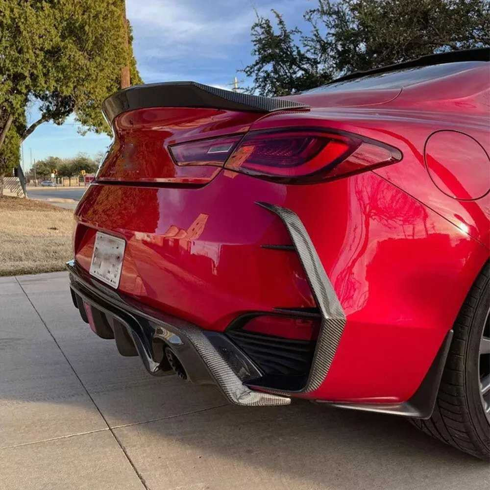 Накладки на задний бампер (для Q60 2016-2022, Карбон) для Infiniti Q50/Q60