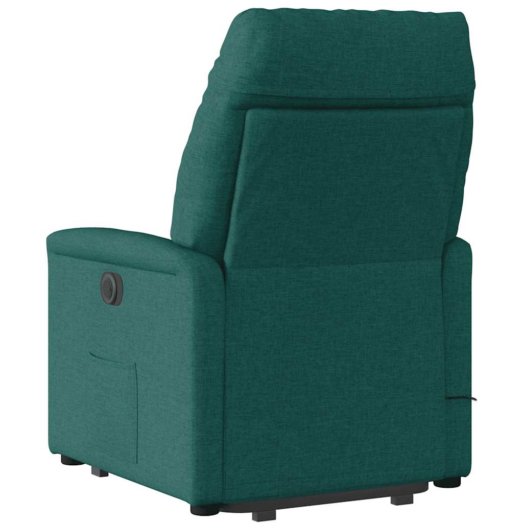 Electric Massage Recliner with Rising Function Dark Green Fabric