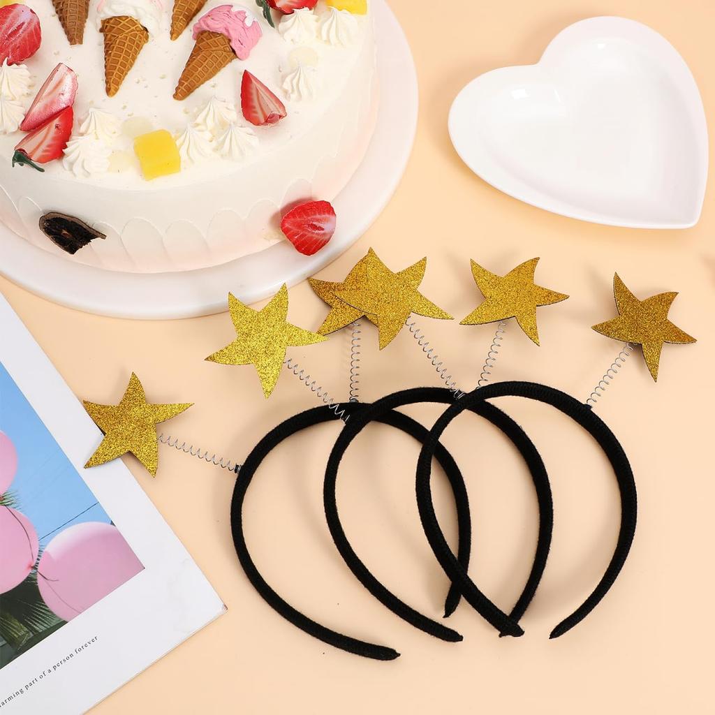 LALAFINA 3-Piece Antenna Headband with Star and Pom Pom Sequins, Alien Hairband, Space Alien, Butterfly, Bee, Christmas Party Cosplay Prop