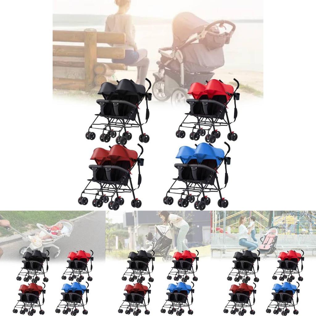 Легкая коляска для двойни Ультракомпактная складная коляска-трость для новорожденных с функцией наклона