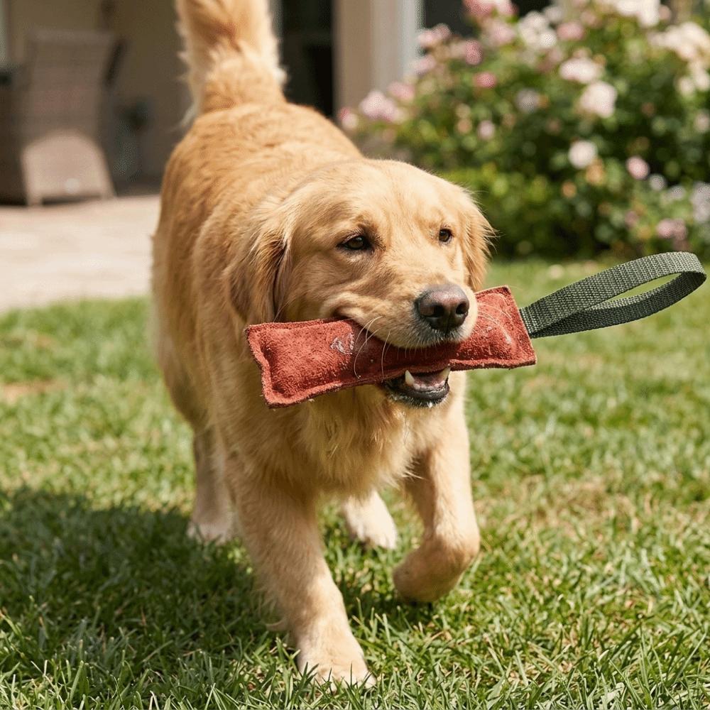 Teething Bite Stick Genuine Leather Tug Toy Dog Training Stick Pet Daily Entertainment