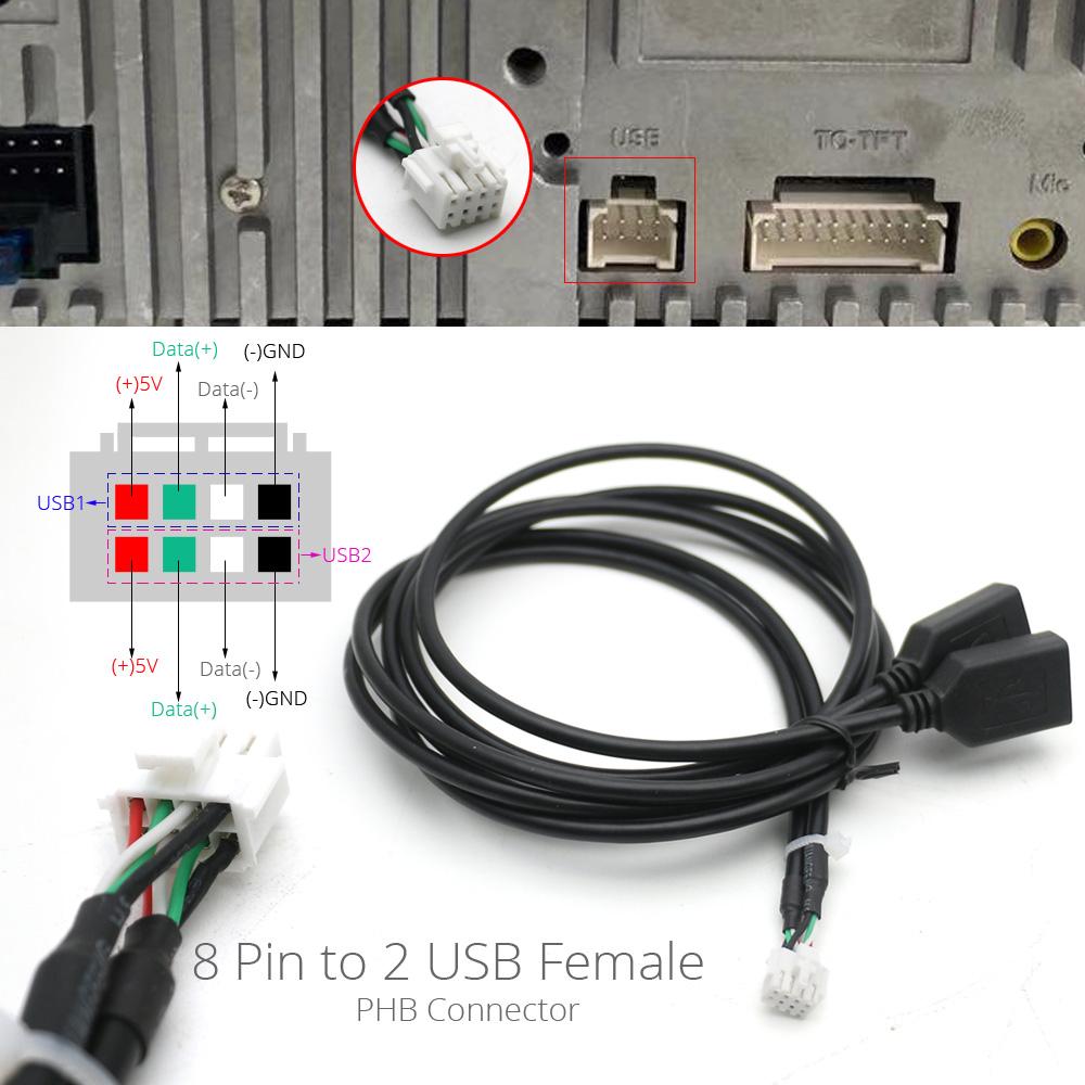 Universal USB Female Interface to 4 6 8 Pin Input Wire Connect Cable Adapter for Car Multimedia Player Android Stereo Radio
