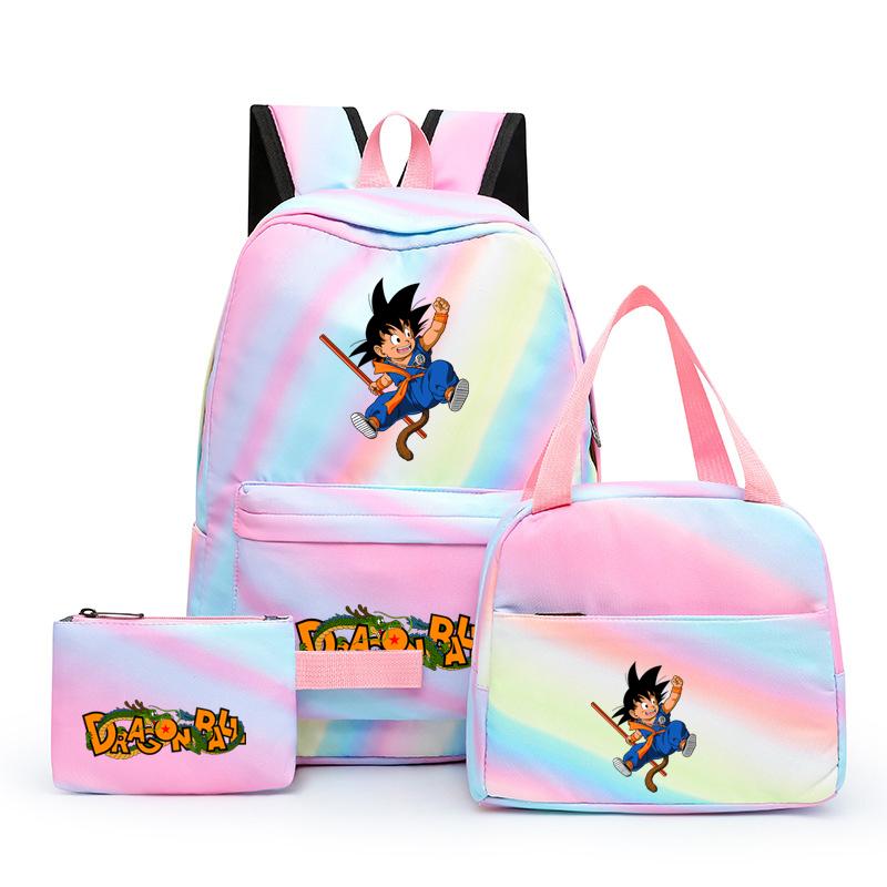 3 шт./компл., разноцветный рюкзак Dragon Ball с сумкой для обеда для женщин, студенческий рюкзак для подростков, повседневные школьные сумки, наборы