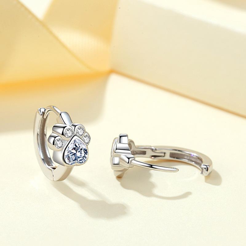 925 Silver Cat tracks hoop Earrings Temperament Simple Inlaid for Women Wedding Jewelry Accessories