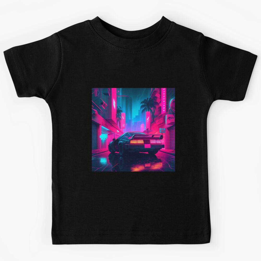 Night Neon City Car Kids T-Shirt