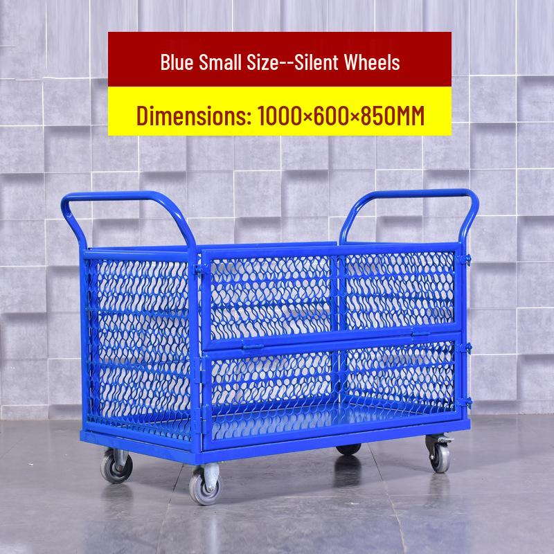 Stackable Guardrail Hand-Push Cart with Cover for Warehouse Logistics and Goods Handling
