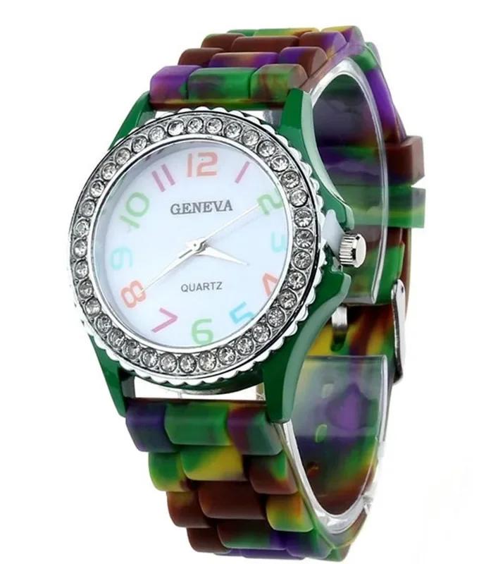 New Rainbow Fashion Women Watches Luxury Camouflage Women Quartz Watch Girl Silicone Waterproof Dress Wristwatch Female Clock