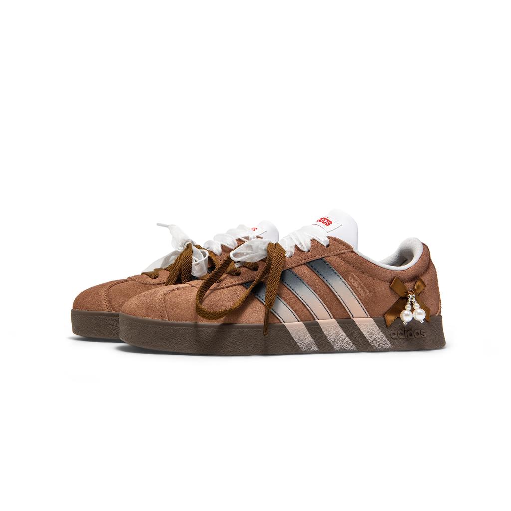 adidas Vl Court Classic Синтетическая кожа, Замша (расщепленная коровья кожа) Низкие кеды для скейтбординга Женские Коричневые JS3003(Team1517-SBOX)