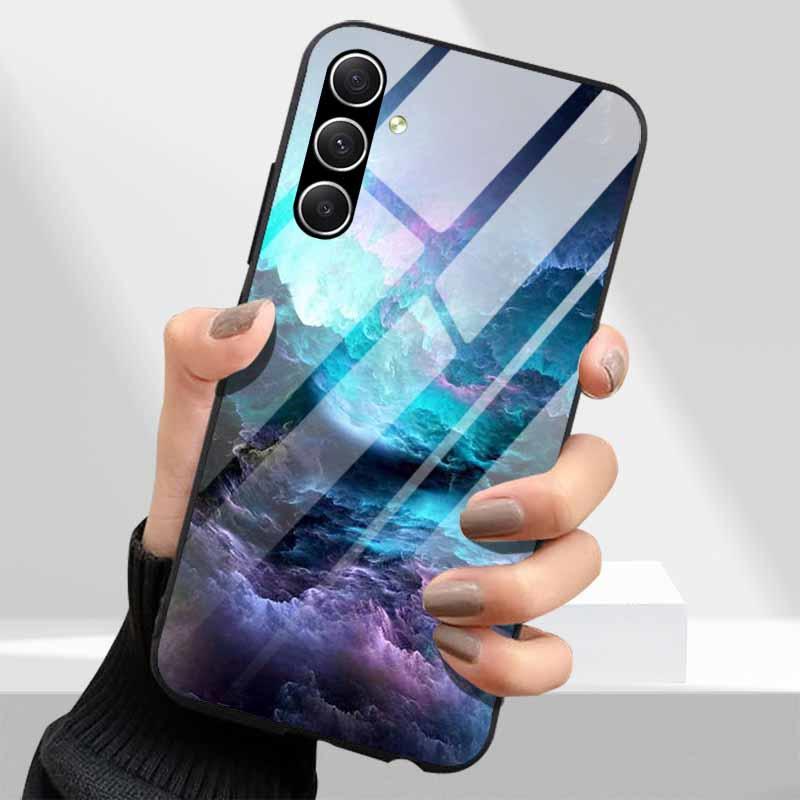 Закаленное Стекло Чехлы для Телефона для Samsung Galaxy A54 A14 A24 A34 Чехол Жесткий PC Задняя Панель Для M54 A15 A25 A55 5G A04s M23 M52 A 54