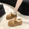 Women's Shoes Snow Boots Casual Shoes 2024 Solid Color Winter New Women's Boots Plush Warm Thick Sole Lace-up Cotton Shoes