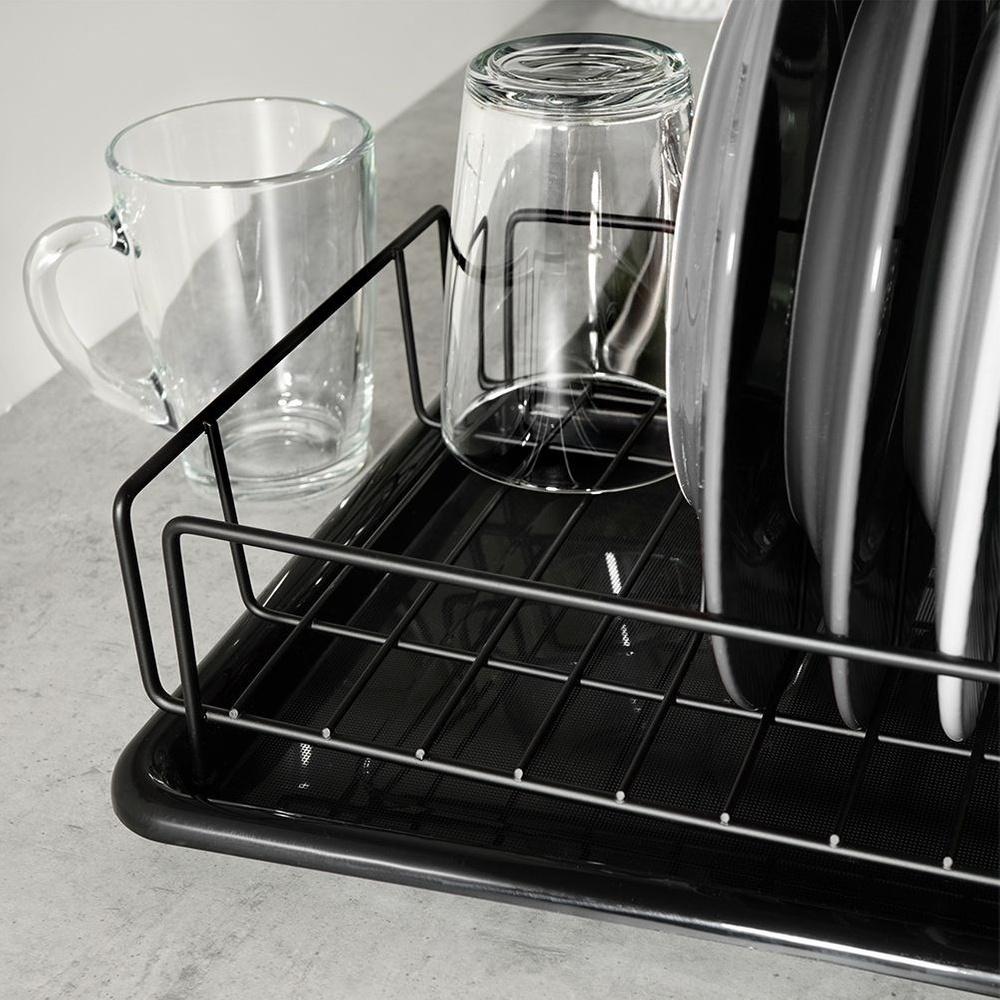 Black dish drying rack 50x24x9 cm