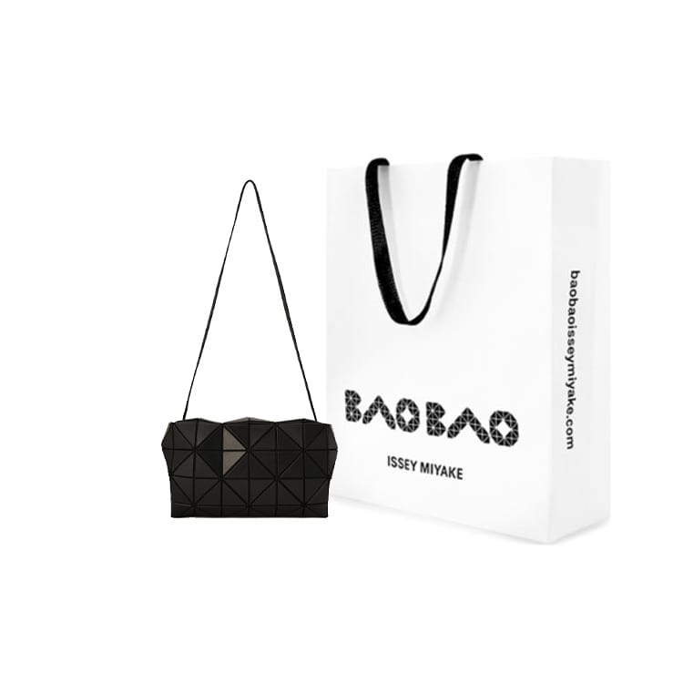 ISSEY MIYAKE Carton Artificial Leather Polyester Pillow Bag, Shoulder Bag, Crossbody Bag Women's Black BB23-AG452-16