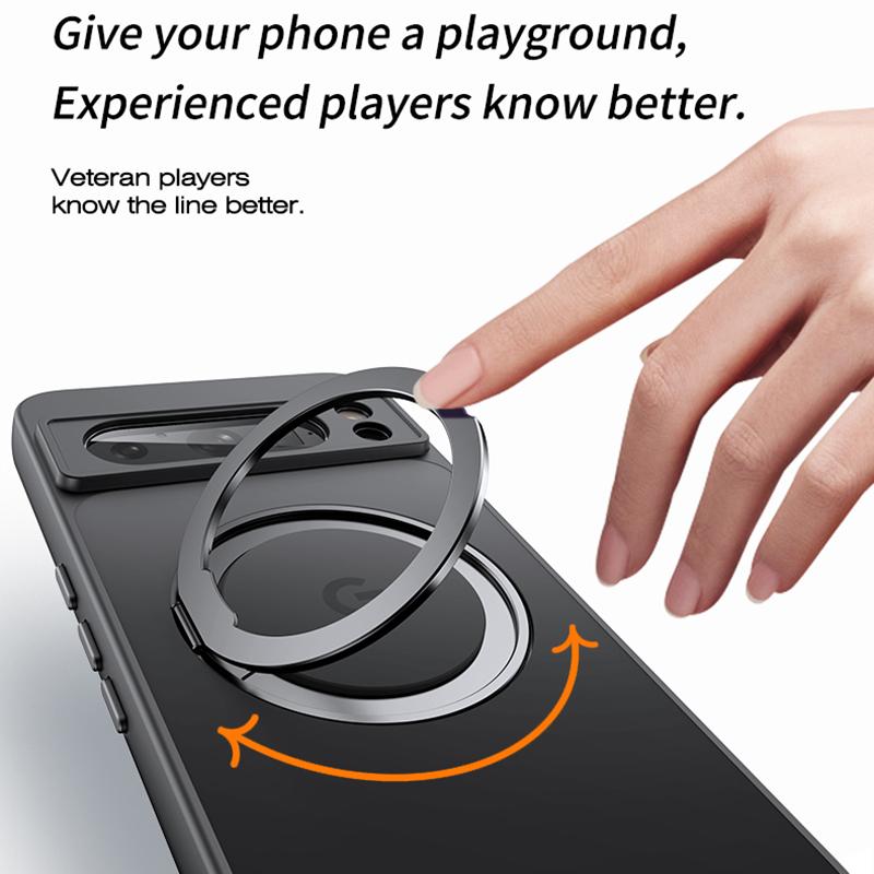 For Google Pixel 8 Pro Case Compatible with MagSafe Ring Kickstand TPU+Acrylic Back Cover