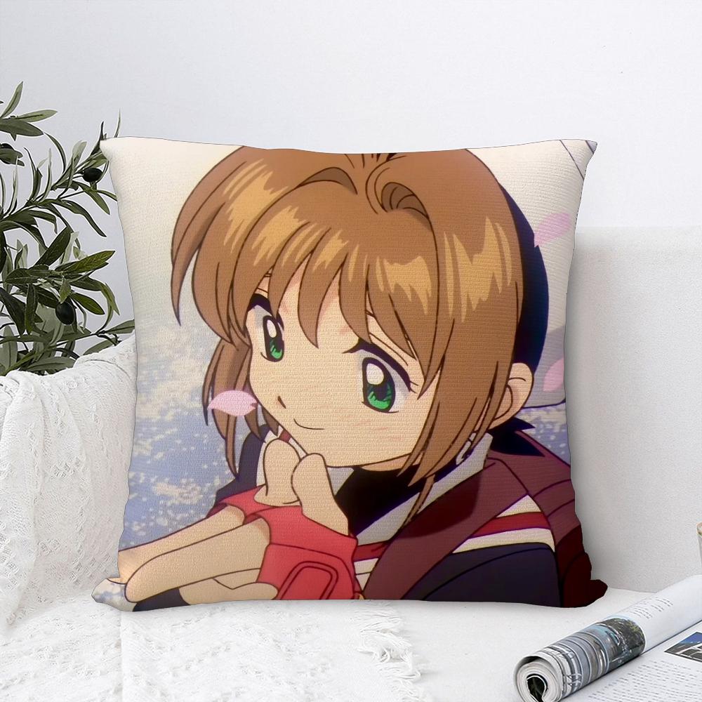 Аниме C-Cardcaptor S-Sakura Наволочка Декоративная для дивана Домашняя Двусторонняя печать Короткий плюш Наволочка Чехол для подушки
