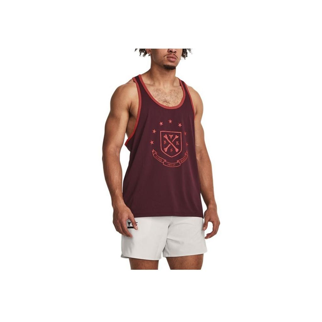 Under Armour Майка без рукавов Project Rock Letter Logo Print Training свободного кроя с круглым вырезом для мужчин, коричневые 1380109-600