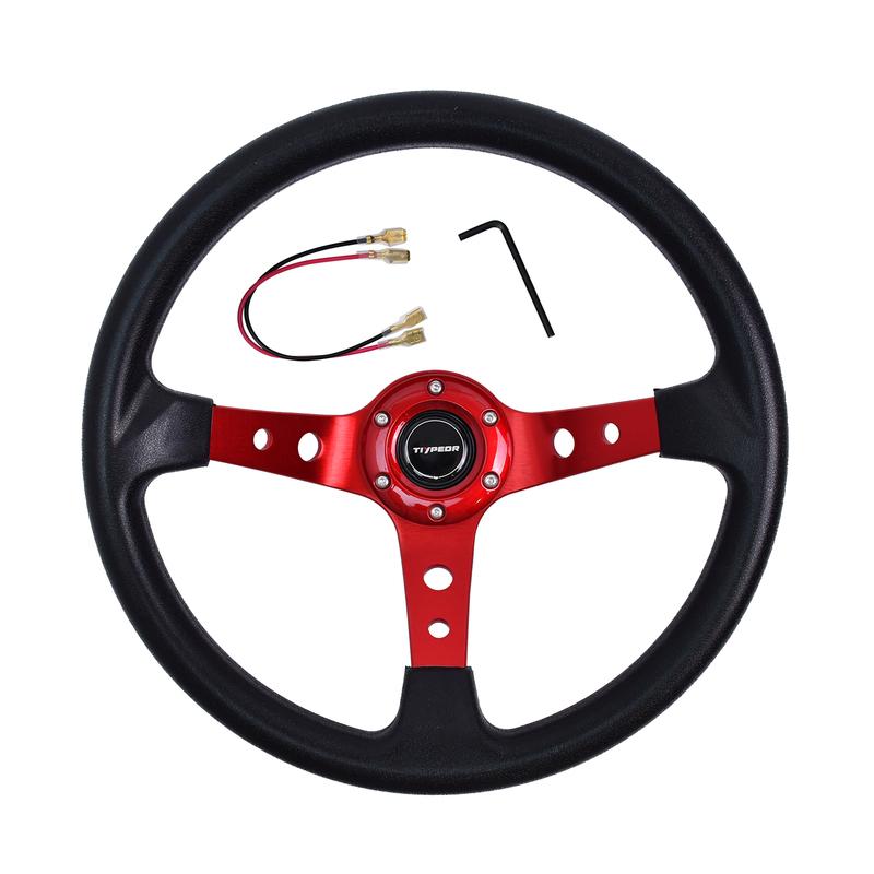 PU Material 90mm Deep Modified Sports Steering Wheel with 5mm Thickness Oxidized Bracket