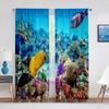 Underwater World Sheer Curtains Coral Fish Ocean Theme Marine Life Tulle Voile Curtains for Living Room Bedroom Kitchen Decor