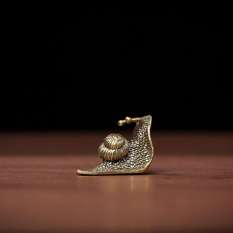 Mini Retro Pure Copper Snail Small Ornament Desk Decoration Antique Brass Animal Miniature Figurine Craft Tea Pet Incense Holder
